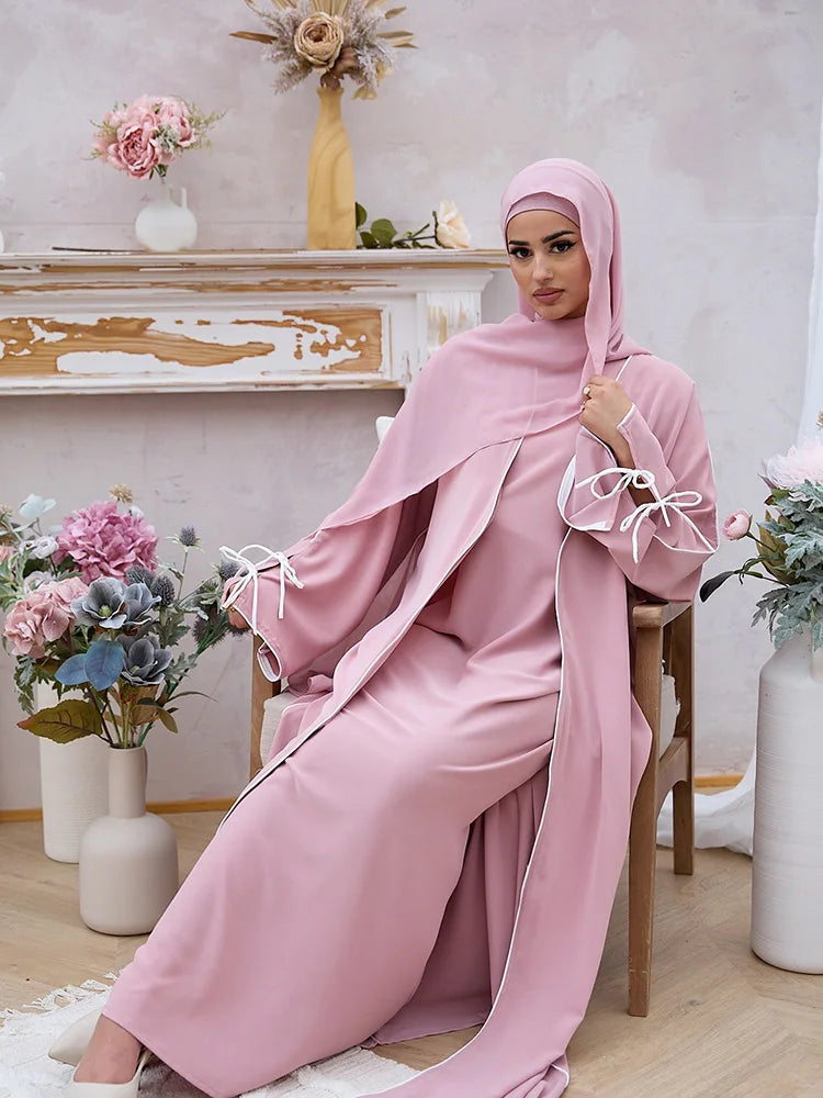 Contrast Abaya Set